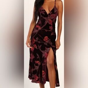 Lulu's Burgundy Floral Maxi Dress